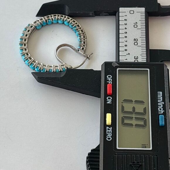 925 sterling silver Inside Out Hoop earrings turquoise infinity cowgirl western - Picture 7 of 8